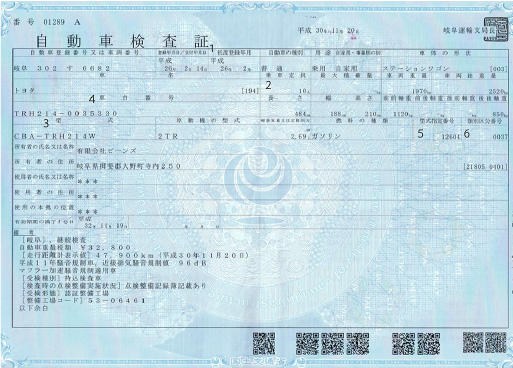 自動車検査証